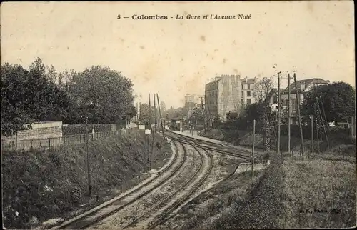 Ak Colombes Hauts de Seine, Gare et Avenue Noté