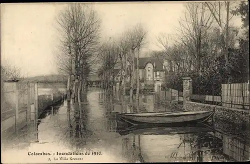 Ak Colombes Hauts de Seine, Inondations de 1910, Villa Kresser