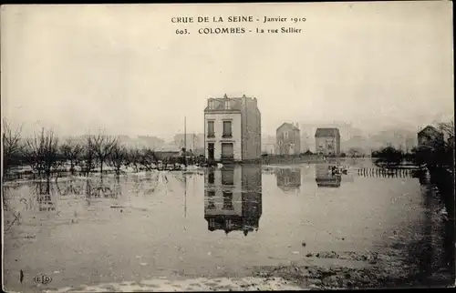 Ak Colombes Hauts de Seine, Inondations de janvier 1910, Rue Selliers