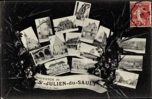 Ak Saint Julien du Sault Yonne, Kirche, Platz, Rathaus, Teilansichten