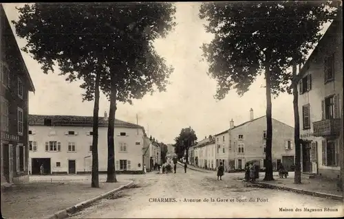 Ak Charmes Vosges, Avenue de la Gare et bout du Pont