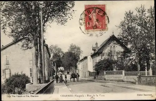 Ak Charmes Vosges, Rue de la Gare