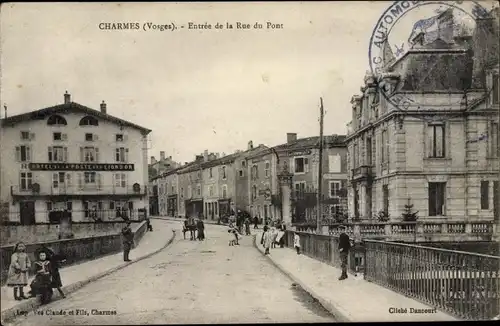 Ak Charmes Vosges, Entree de la Rue du Pont
