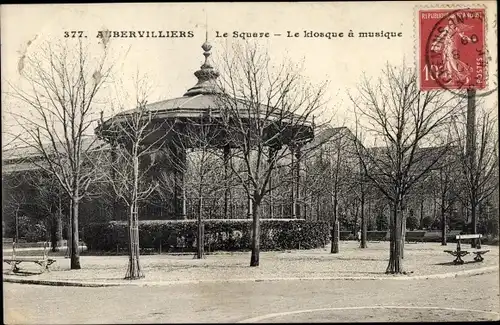 Ak Aubervilliers Seine Saint Denis, Square et Kiosque à Musique