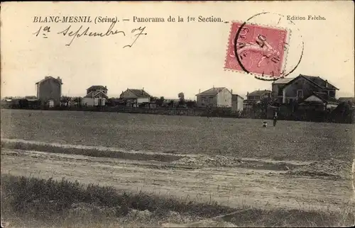 Ak Le Blanc Mesnil Seine Saint Denis, Panorama de la 1ere Section
