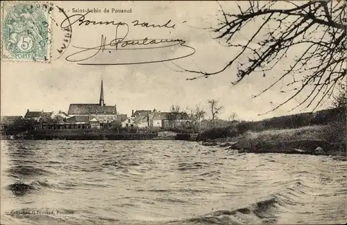 Ak Saint Aubin de Pouancé Maine-et-Loire, Panorama près de la Rivière