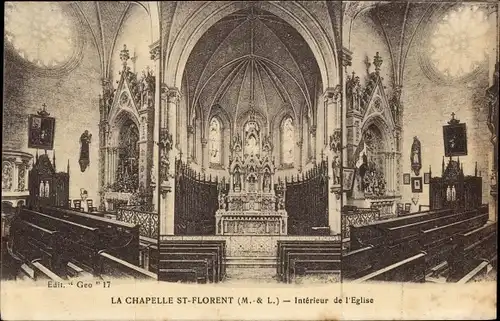 Ak Chapelle Saint Florent Maine-et-Loire, Intérieur de l´Église