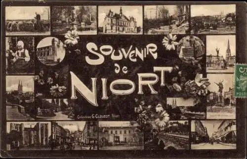 Ak Niort Deux Sèvres, Teilansichten, Kirche, Rathaus, Schloss