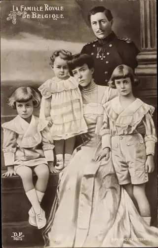 Künstler Ak König Albert I. von Belgien, Königin Elisabeth Gabriele von Belgien, Kinder