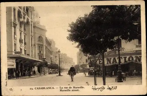 Ak Casablanca Marokko, La rue de Marseille, Marseille street