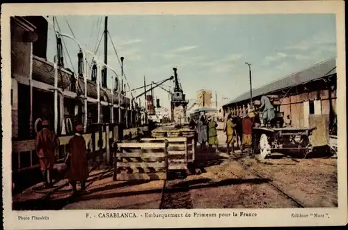 Ak Casablanca Marokko, Embarquement de Primeurs pour la France