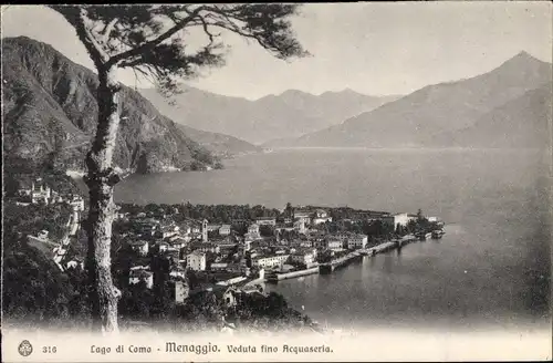 Ak Menaggio Lago di Como Lombardia, Veduta fino Asquaseria