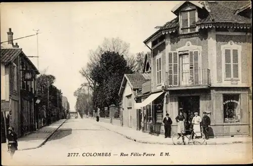 Ak Colombes Hauts de Seine, Rue Felix Faure