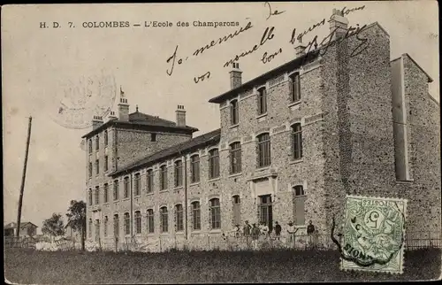 Ak Colombes Hauts de Seine, École des Champarons