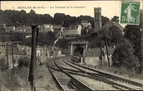 Ak Meulan Hardricourt Yvelines, Le Tunnel et le Clocher