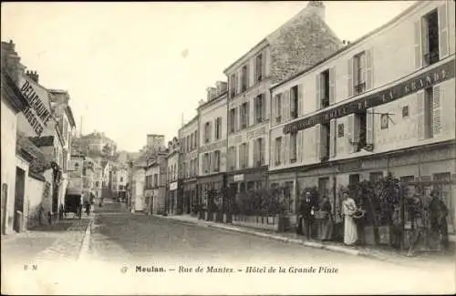 Ak Meulan Hardricourt Yvelines, Rue de Mantes, Hôtel de la Grande Pinte