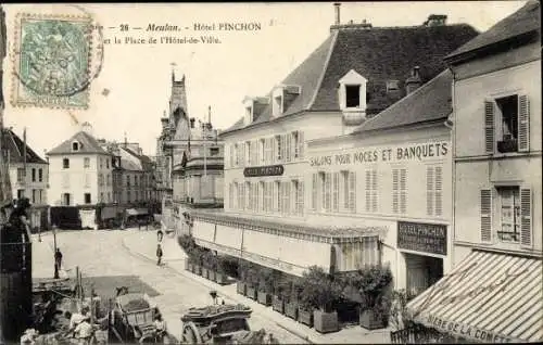 Ak Meulan Hardricourt Yvelines, Hôtel Pinchon, Place de l´Hôtel de Ville