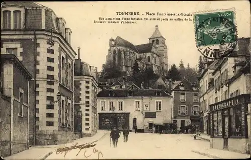 Ak Tonnerre Yonne, Place Fontaîne aux Boeufs