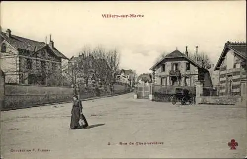 Ak Villiers sur Marne Val de Marne, Rue de Chennevières