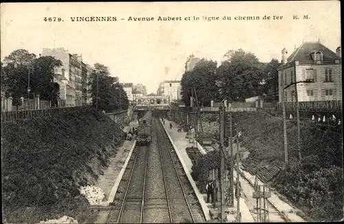 Ak Vincennes Val de Marne, Avenue Aubert et la Ligne du Chemin de Fer