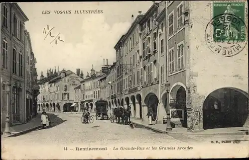 Ak Remiremont Lothringen Vosges, Grande Rue, Grandes Arcades