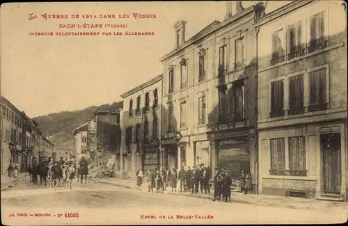 Ak Raon l'Etape Lothringen Vosges, Incendie Volontairement par les Allemands, Kriegszerstörungen