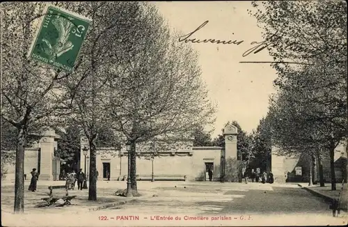 Ak Pantin Seine Saint Denis, Entrée du Cimetière Parisien