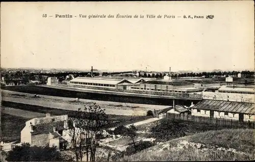 Ak Pantin Seine Saint Denis, Vue Générale des Écuries de la Ville de Paris