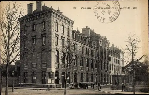 Ak Pantin Seine Saint Denis, Groupe Scolaire de l´Hôtel de Ville