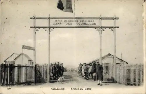 Ak Orléans Loiret, Entrée du Camp, Dépôt du Service Automobile, Camp des Tourelles