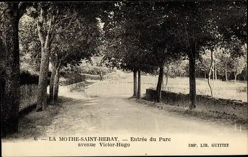 Ak La Mothe Saint Héray Deux Sèvres, Entrée du Parc Avenue Victor Hugo