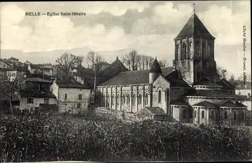 Ak Melle Deux Sèvres, L´Église Saint Hilaire