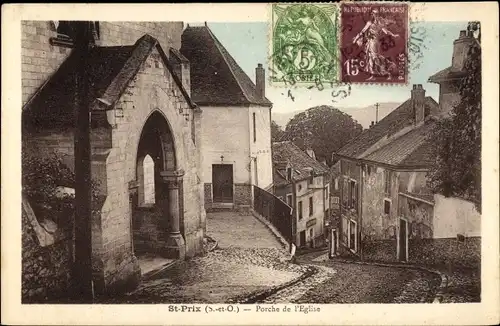 Ak Saint Prix Val-d’Oise, Porche de l'Eglise