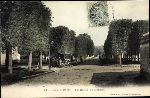 Ak Seine Port Seine et Marne, La Route de Corbeil