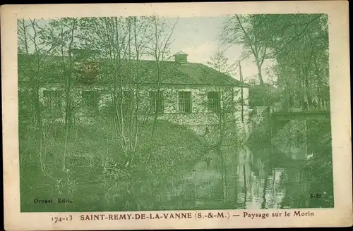 Ak Saint Remy la Vanne Maine et Loire, Paysage sur le Morin