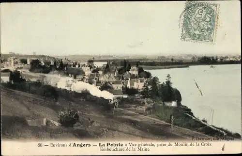 Ak La Pointe Maine et Loire, Vue Générale prise du Moulin de la Croix