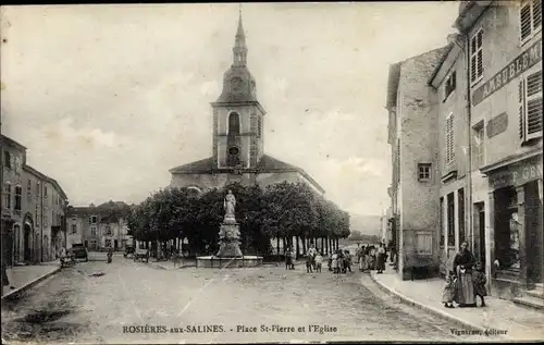 Ak Rosieres aux Salines Meurthe et Moselle, Place Saint Pierre, L'Eglise