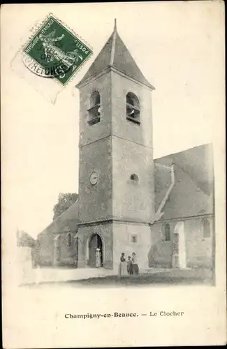 Passepartout Ak Champigny-en-Beauce Loir et Cher, Le Clocher