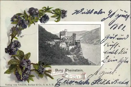 Passepartout Ak Trechtingshausen in Rheinland Pfalz, Burg Rheinstein