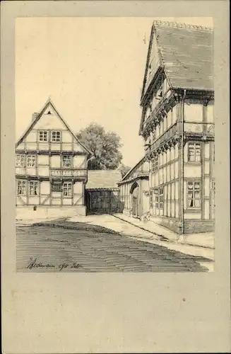 Künstler Ak Osterwieck am Harz, Ortspartie