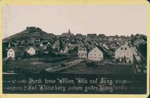 Kabinettfoto Weinsberg im Kreis Heilbronn, Panorama vom Ort, Durch treue Weiber, Fotograf H. Schuler