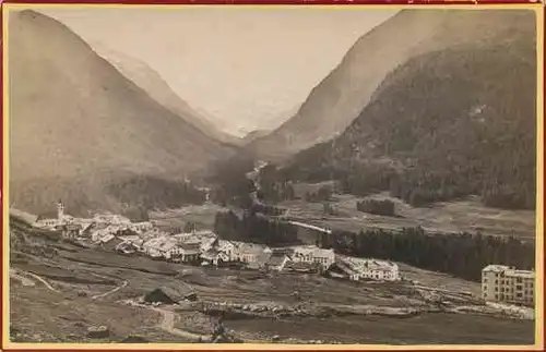 Kabinettfoto Pontresina Kanton Graubünden Schweiz, Panorama vom Ort