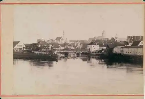 Kabinettfoto Donauwörth im Landkreis Donau Ries, Panorama von der Donaubrücke aus gesehen