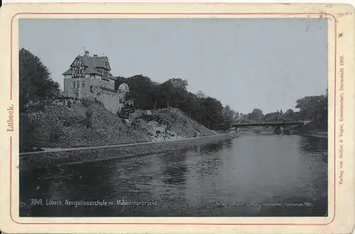 Kabinettfoto Hansestadt Lübeck, Navigationsschule, Mühlentorbrücke