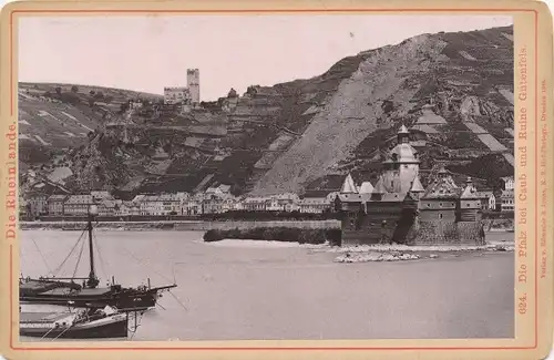 Kabinettfoto Kaub am Rhein, Burg Pfalzgrafenstein, Pfalz