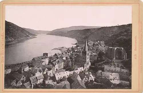 Kabinettfoto Bacharach am Rhein, Gesamtansicht, Rheinpartie