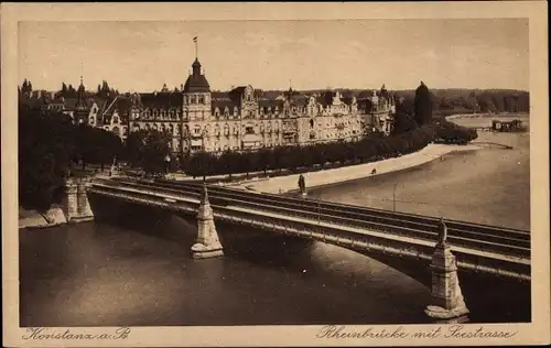 Ak Konstanz am Bodensee, Teilansicht des Ortes mit Brücke