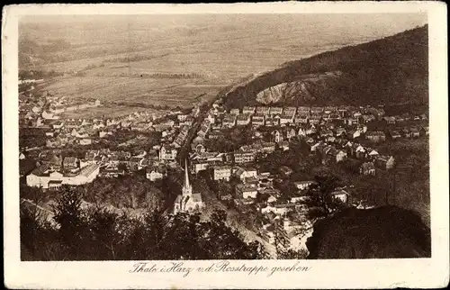 Ak Thale im Harz, Gesamtansicht von der Roßtrappe aus