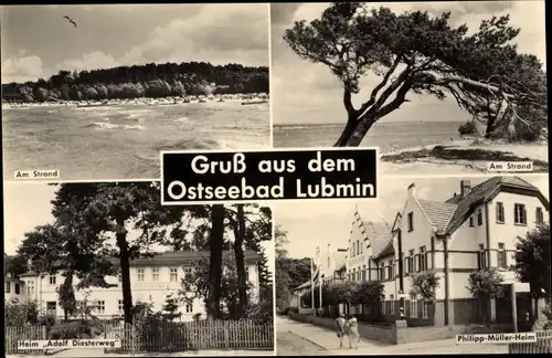 Ak Lubmin Mecklenburg Vorpommern, Strand, Heim Adolf Diesterweg, Philipp Müller Heim