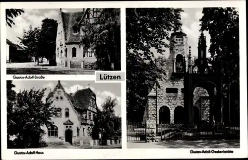 Ak Lützen im Burgenlandkreis, Gustav Adolf Gedenkstätte, Straße und Haus